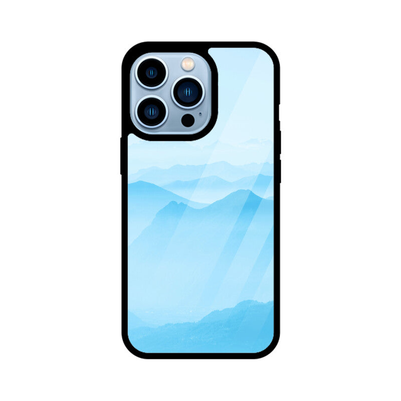 Misty Blue Horizon | Glass iPhone Case