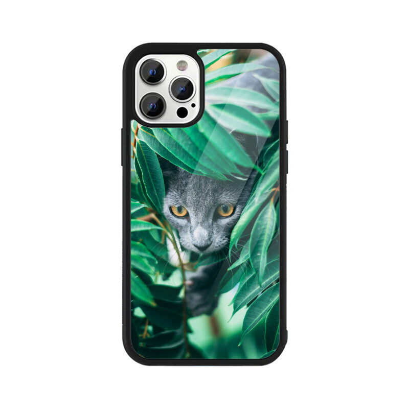 Feline in Foliage | Glass iPhone Case