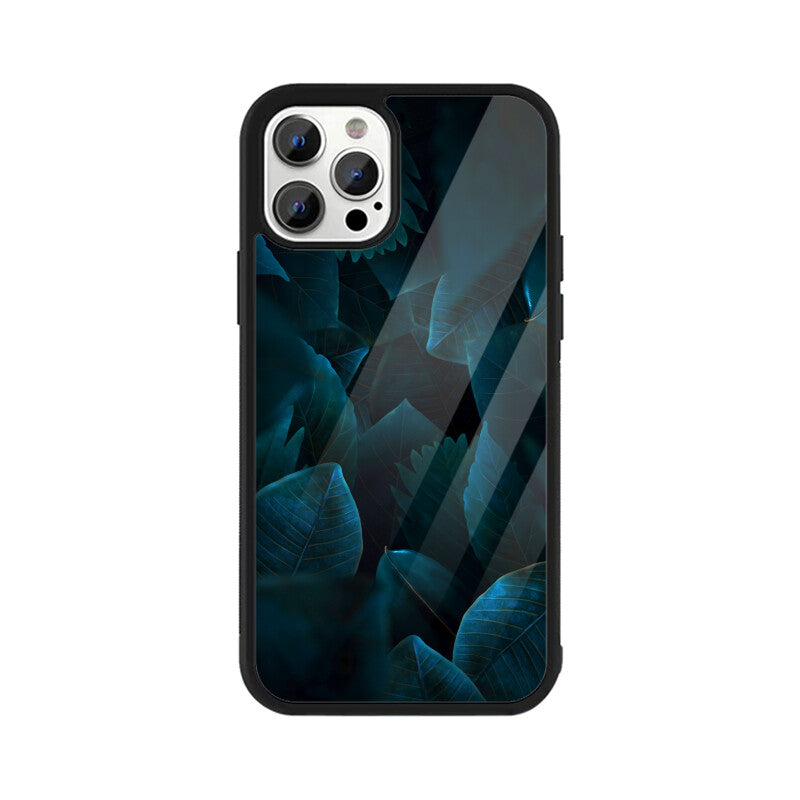 Teal Leaf Tapestry | Glass iPhone Case