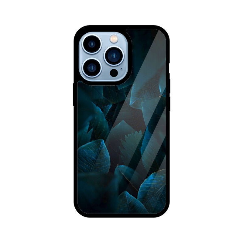 Teal Leaf Tapestry | Glass iPhone Case