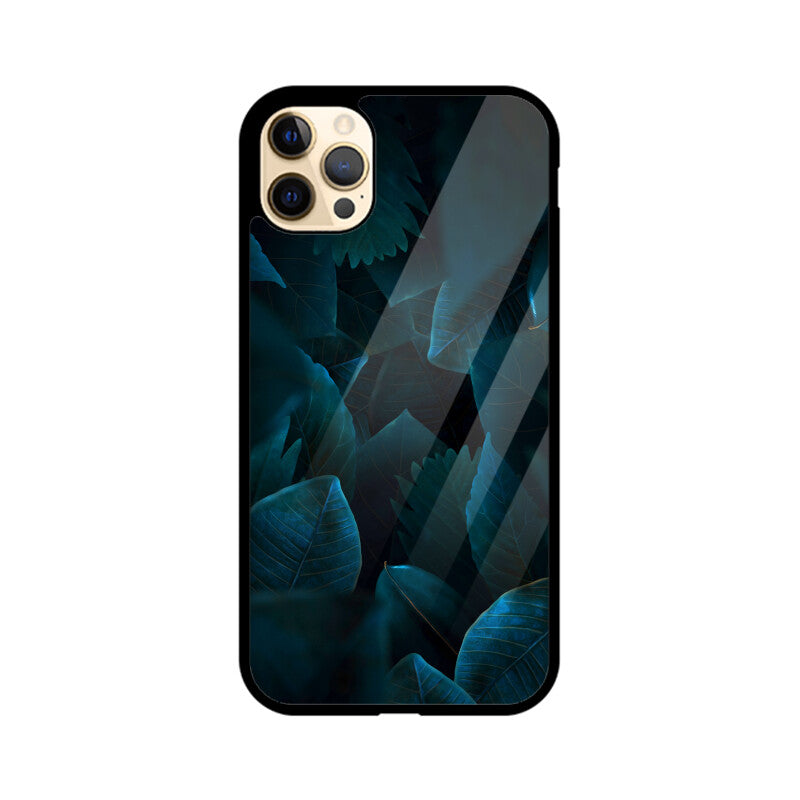 Teal Leaf Tapestry | Glass iPhone Case