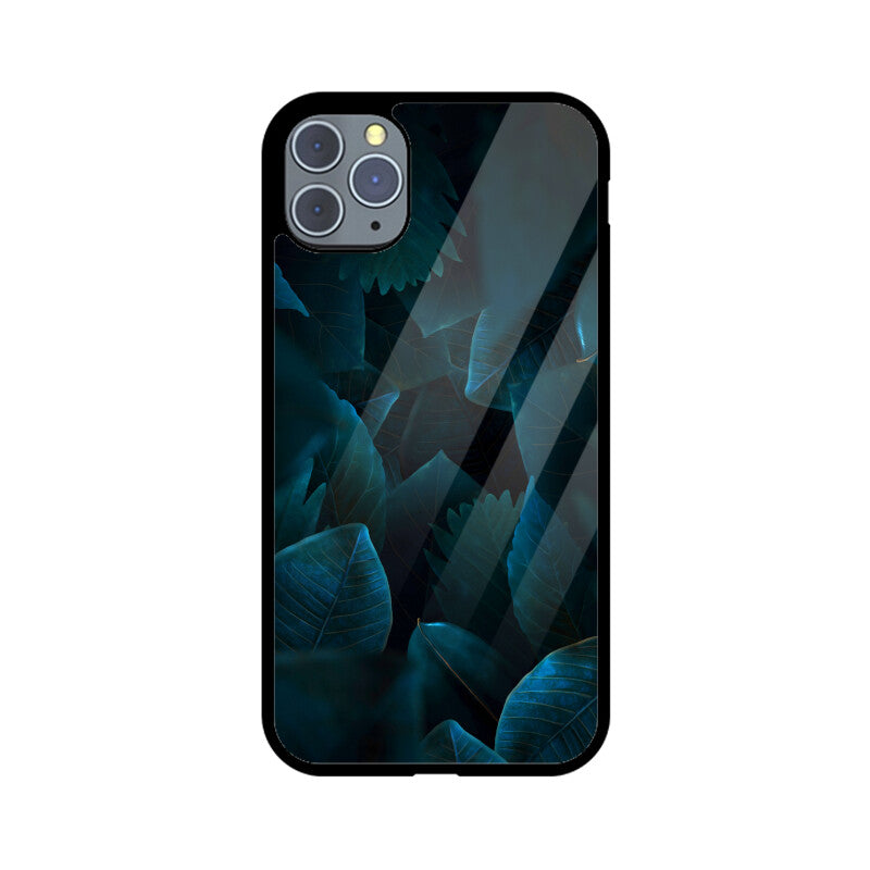 Teal Leaf Tapestry | Glass iPhone Case